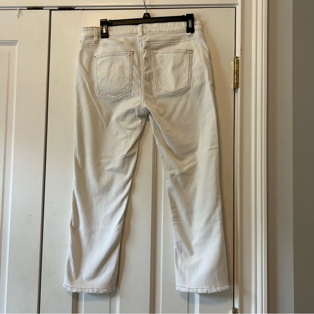 Eileen Fisher Unnat Cropped Cream Raw Hem Organic Cotton Jeans Size 6 - Picture 2 of 8